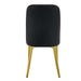 8 modern dining chairs, sleek PU backrest, and gold metal legs bring a comfortable home experience to the kitchen, bedroom, and office.Black PU Chairs with Simple Line Designs On The Backrest. - DTYStore
