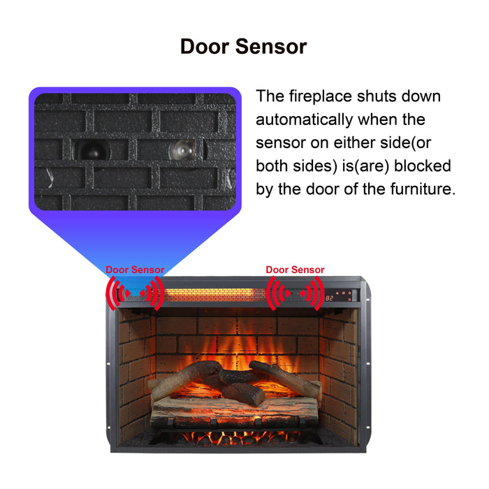 60 Inch Electric Fireplace Entertainment Center With Door Sensor-Jasmine white color - DTYStore