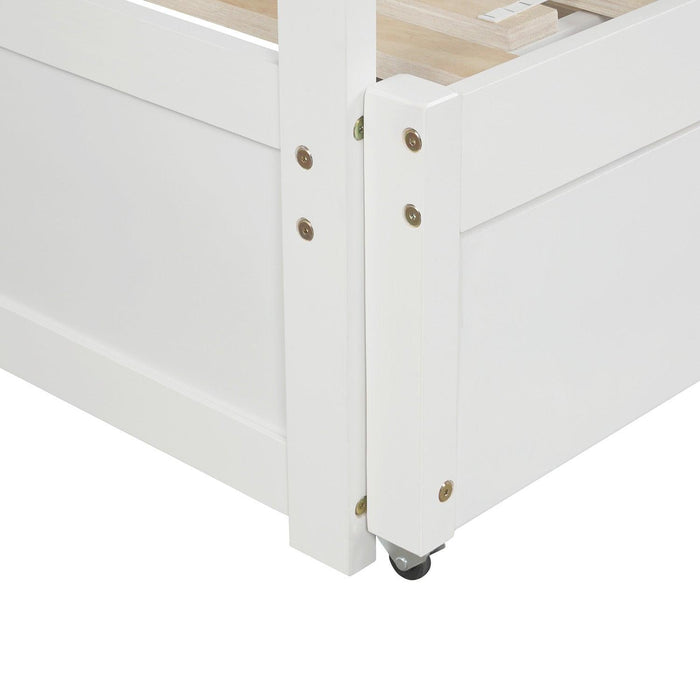 Extending Daybed with Trundle, Wooden Daybed with Trundle, White - DTYStore