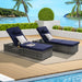 Outdoor Chaise Lounge Chair Set of 2 with Storage Patio Pool Chairs Tanning Lounges for Outside,Beach Rattan Recliners with Adjustable Backrest, Table, Cushion for Poolside Backyard Garden - DTYStore