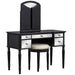 GO 43" Dressing Table Set with Mirrored Drawers and Stool, Tri-fold Mirror, Makeup Vanity Set for Bedroom, Black - DTYStore