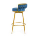 Swivel Counter Height Bar Stools Set of 2, 31.' Bar Height Stools with Hand-Woven Backrest & Gold Metal Legs, Modern Low Back Upholstered Kitchen Chairs with Footrest for Island, Dining Room,Blue - DTYStore