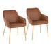 Daniella Contemporary Dining Chair in Gold Metal and Camel Faux Leather by LumiSource - Set of 2 - DTYStore
