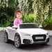 6V Kids Electric Ride On Car, Licensed Audi TT RS with Seat and Remote Control, Horn, Music, MP3 - White - DTYStore