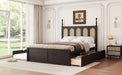 Queen Size Rattan Platform Bed With with 2 Big Drawers, T Size Trundle, Espresso - DTYStore