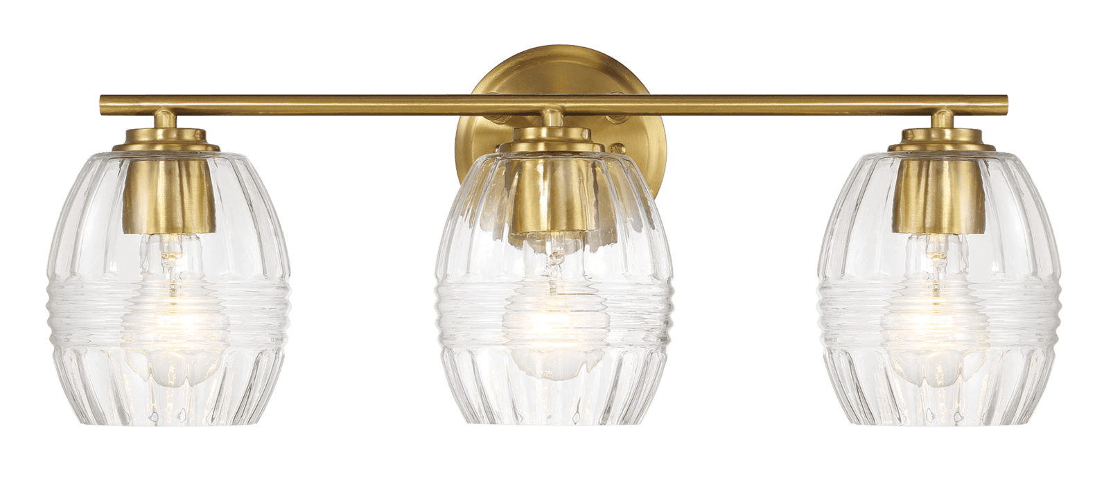 Luster Three Lights Vanity With Clear Glass for Bathrooms above Mirror Wall Lamp - Satin Brass - DTYStore