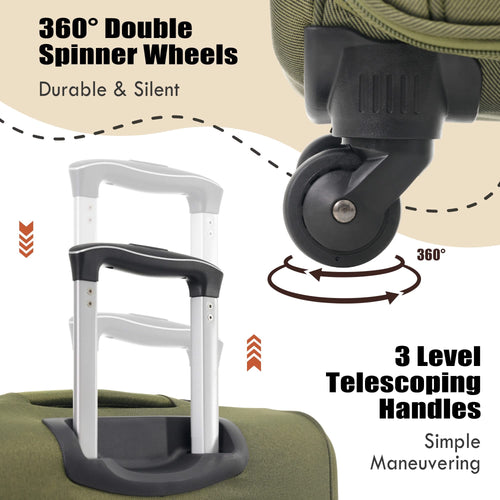 Softside Luggage Expandable 3 Piece Set Suitcase with Duffel Bag Upright Spinner Softshell Lightweight Luggage Travel Set - Image 77