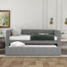 Twin Size Daybed with Trundle, Upholstered Daybed with Padded Back, Gray - DTYStore