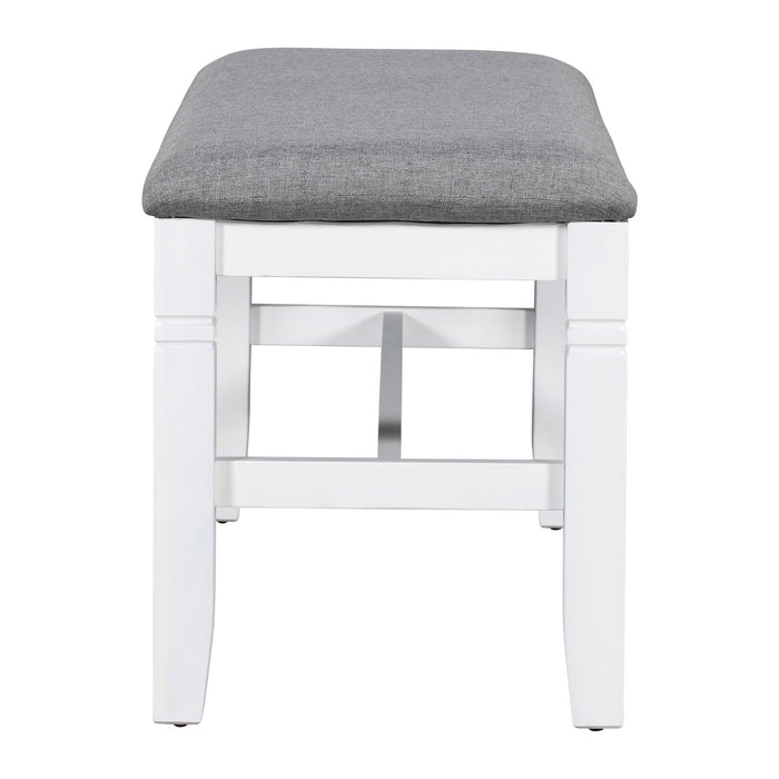 6-Piece Wood Dining Table Set Kitchen Table Set with Upholstered Bench and 4 Dining Chairs, Farmhouse Style,Gray+White - DTYStore