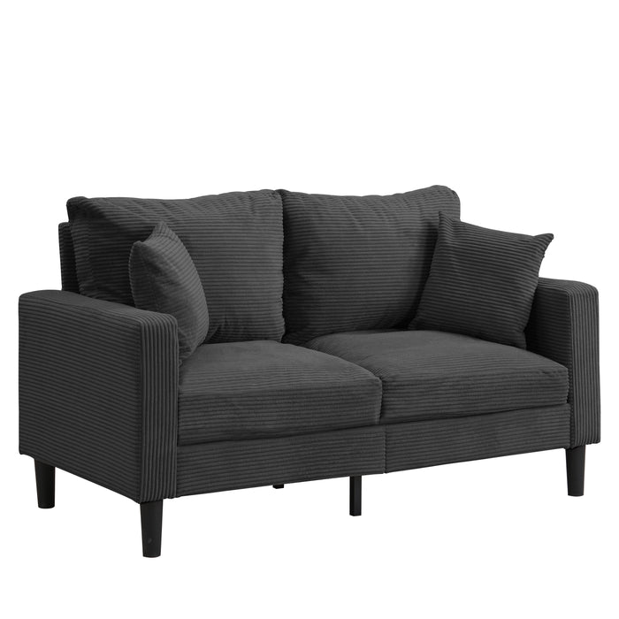 Two Piece Sofa Set,Living Room Three seater+Two seater,Comfy,Modern Upholstered Sofa,Living Room Bedroom Apartment Small Space,Corduroy,Dark grey