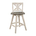 Counter Height Chairs Set of 2, White Gray 360-degree Swivel Chair Solid Rubberwood Kitchen Dining Furniture, X-Back - DTYStore
