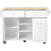 Kitchen cart with Rubber wood desktop rolling mobile kitchen island with storage and 5 draws 53 Inch length(White) - DTYStore