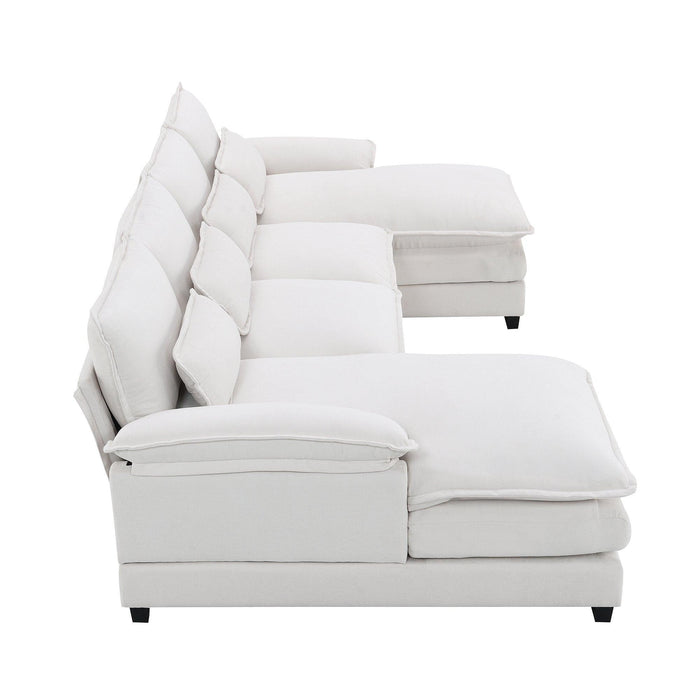 Modern U-shaped Sectional Sofa with Waist Pillows, 6-seat Upholstered Sleeper Couch - DTYStore