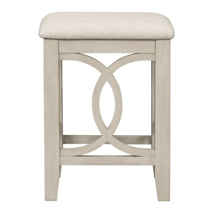 Farmhouse 3-Piece Counter Height Dining Table Set with USB Port and Upholstered Stools,Cream - DTYStore