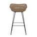 29.25' Outdoor Wicker and Iron Low Back Barstools, Light Brown, with Beige Cushion (Set of 2) - DTYStore