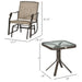 Outsunny 3 Piece Outdoor Glider Chair with Coffee Table Bistro Set, 2 Patio Rocking Swing Chairs with Breathable Sling Fabric, Glass Tabletop, for Backyard, Garden and Porch, Mixed Brown - DTYStore