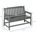 Outsunny Outdoor Bench, 2-Person Park Style Garden Bench with All-Weather HDPE, 704 lbs. Weight Capacity Porch Bench with Slatted Back & Armrests, Dark Gray - DTYStore