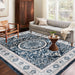 Area Rug 8x10 Vintage Bohemia Large Persian Non-slip Washable Rug For Living Room Kitchen Bedroom Living Room Flower Design Navy Blue - DTYStore