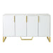 Modern Sideboard with Four Doors, Metal Handles & Legs, Adjustable Shelves Kitchen Cabinet - DTYStore