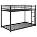 Twin over Twin Metal Bunk Bed, Low Bunk Bed with Ladder, Black - DTYStore