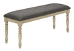 Bench, 48' Rectangular, Upholstered, Wood, Entryway, Dining Room, Kitchen, Antique Grey, Grey Fabric, Grey Solid Wood, Transitional - DTYStore