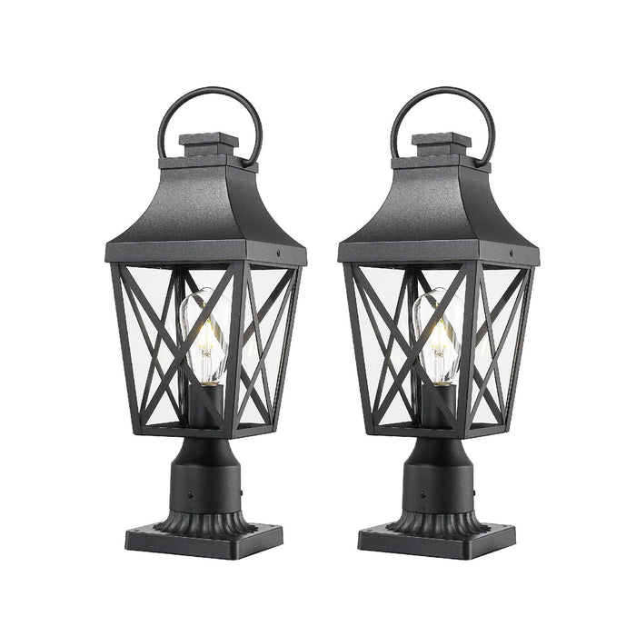 Outdoor Post Light,Lamp Post Light Fixture,Post Lantern with Pier Mount Base,Textured Black,21.3in,Suitable for Gardens, Yards or Entrances (2 pack)