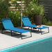 Outsunny Folding Chaise Lounge Set with 5-level Reclining Back, Outdoor Lounge Tanning Chair with Padded Seat, Side Pocket & Headrest for Beach, Yard, Patio, Sky Blue - DTYStore