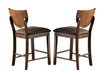 Set of 2pc Counter Height Chairs Dining Room Walnut Finish Solid wood Dark Chocolate Fabric Upholstered Modern Chair - DTYStore