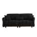 80''Premium chenille fabric sofa with 2 cushions and 1 lumbar pillow Armrest strap design,,upholstered 3-seater sofa for living rooms, bedrooms,apartments and offices Black - DTYStore