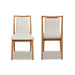 Scandi Upholstered Natural Light Brown Wood Dining Chair, Set of 2, White Pepper Stain Resistant High Performance Polyester - DTYStore