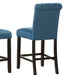 Leviton Solid Wood Tufted Asons Counter Height Stool, Set of 2, Blue - DTYStore