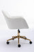 Modern Teddy Fabric Material Adjustable Height 360 Revolving Home Office Chair With Gold Metal Legs And Universal Wheel For Indoor,White - DTYStore