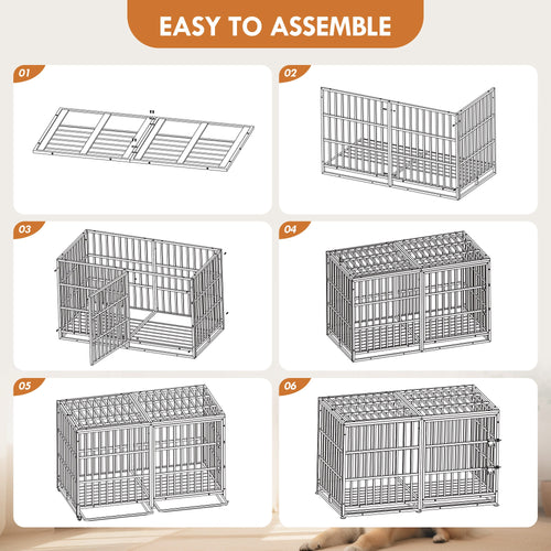 61' Extra Large Heavy Duty Dog Crate Dog cage Strong Metal Dog Kennels and Pens Crates for Large Dogs - Image 3