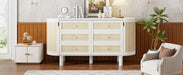 Full Murphy Bed with Hidden Storage & Modern Woven Design,White - DTYStore
