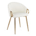 Claire Contemporary/Glam Chair in Gold Metal and White Faux Leather by LumiSource - Set of 2 - DTYStore