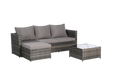3 Pieces Patio Furniture Set,Outdoor Woven Sectional L- Shaped Patio Furniture ,Wicker Conversation Set with single sofa, and Detachable Lounger &Coffee Table for Backyard Poolside - DTYStore