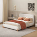 Elegant Boucle Upholstered Bed, A Luxurious and Comfortable Bedroom Centerpiece, Full Size, White - DTYStore
