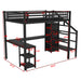 Metal Full Loft Bed with Wardrobe and LED Light, Full Size Loft Bed with L Shaped Desk and USB for Kids Teens Adults, Black(Expect arrived on 2025/2/20) - DTYStore