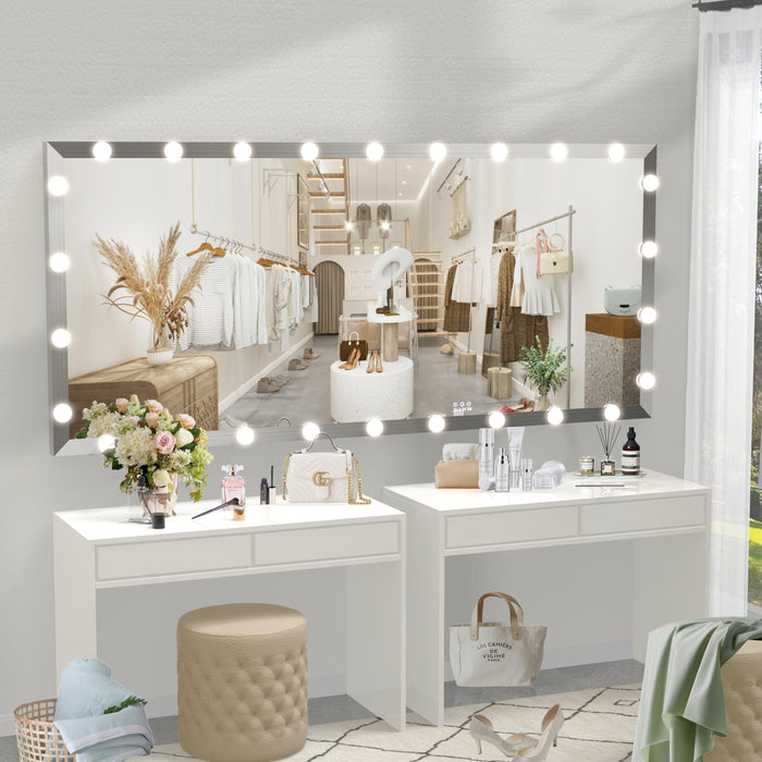Hollywood Full Length Mirror with Lights Oversized Full Body Vanity Mirror with 3 Color Modes Lighted Large Standing Floor Mirror for Dressing Room Bedroom Hotel Touch Control,Silver,72X32 Inch - DTYStore