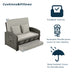 PE Wicker Rattan Double Chaise Lounge, 2-Person Reclining Daybed with Adjustable Back and Cushions, Free Furniture Protection Cover,Gray - DTYStore