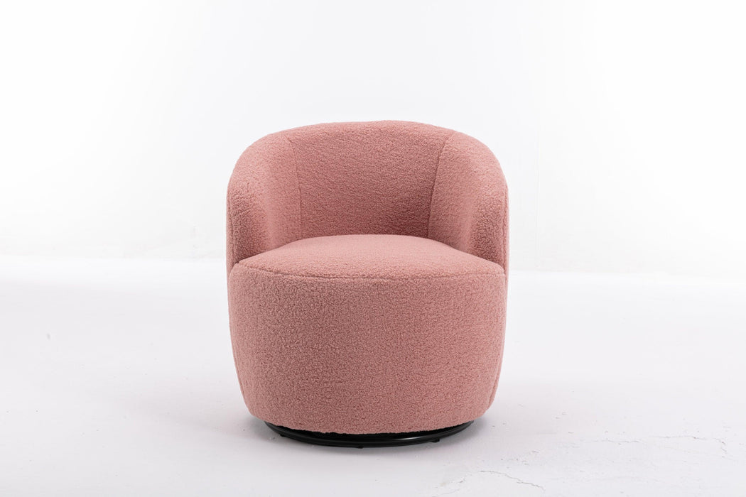 Fabric Swivel Accent Armchair Barrel Chair with Black Powder Coating Metal Ring - DTYStore