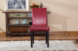 Urban Style Solid Wood Leatherette Padded Parson Chair, Red, Set of 2 - DTYStore