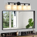 Modern 5-Light Vanity Bathroom Mirror Light, Frosted White Glass with Black Iron Frame, Contemporary Wall Sconce for Bedroom, Bathroom, And Dressing Room (Bulb Not Included) - DTYStore