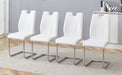 White PU Dining Chair Set.Uniquely designed white dining chairs. PU material, paired with silver metal chair legs. Suitable for offices, restaurants, kitchens, conference rooms, etc.(Set of 4) - DTYStore