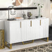 Modern Sideboard with Four Doors, Metal Handles & Legs, Adjustable Shelves Kitchen Cabinet - DTYStore