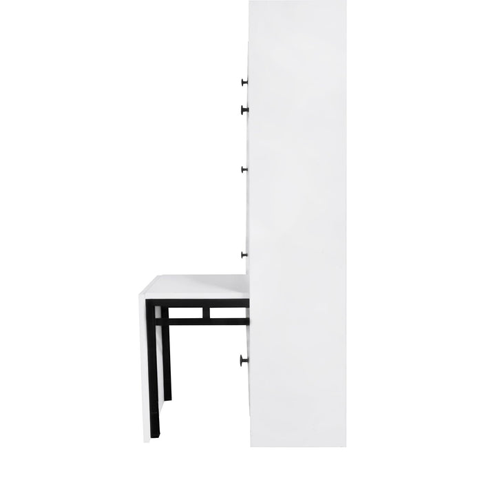 Versatile Tipping Bucket Shoe Cabinet with 3 Flip Drawers, Maximum Storage Entryway Organizer with Drawer, Free Standing Shoe Rack with Pull-down Seat for Hallway, White - DTYStore