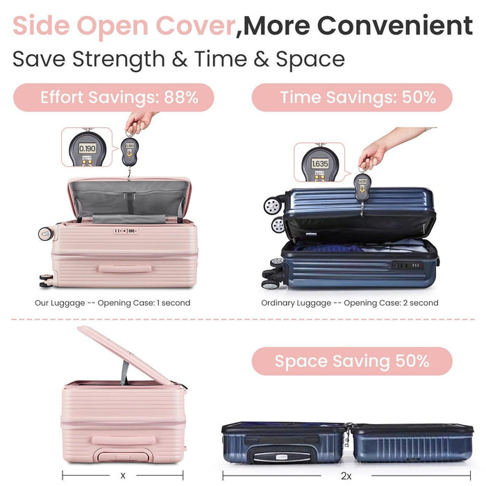 Luggage Sets 3 Piece(20/24/28), Expandable Carry On Luggage with TSA Lock Airline Approved, 100% PC Hard Shell and Lightweight Suitcase with Front Pocket and Spinner Wheels - DTYStore