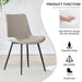 Light gray artificial leather backrest cushion dining chair, black metal legs, curved widened cushion design for more comfort, suitable for restaurants, kitchens, bedrooms, offices.(6 chairs) 0502 - DTYStore