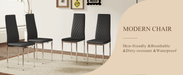Modern Style Dining Chairs Set of 6 in Black, Essential for Minimalist Homes.Meeting Family Dining Needs,PU Material Seat,Silver Metal Legs,Blending into Various Home Environments.W1151107275 - DTYStore