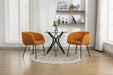 040-Boucle Fabric Dining Chair With Black Metal Legs Set Of 2,Ginger - DTYStore